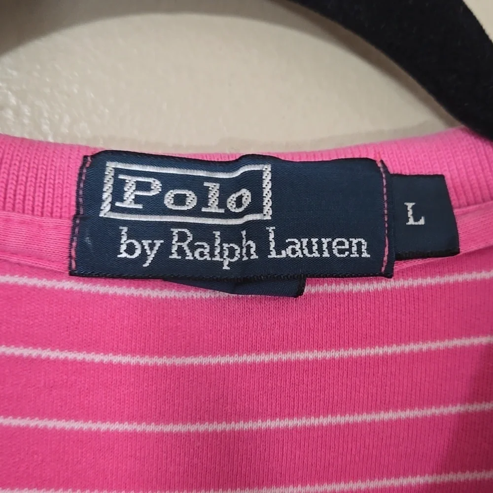 Ralph Lauren Men's Cotton Pink and White Polo Shirt Size Large